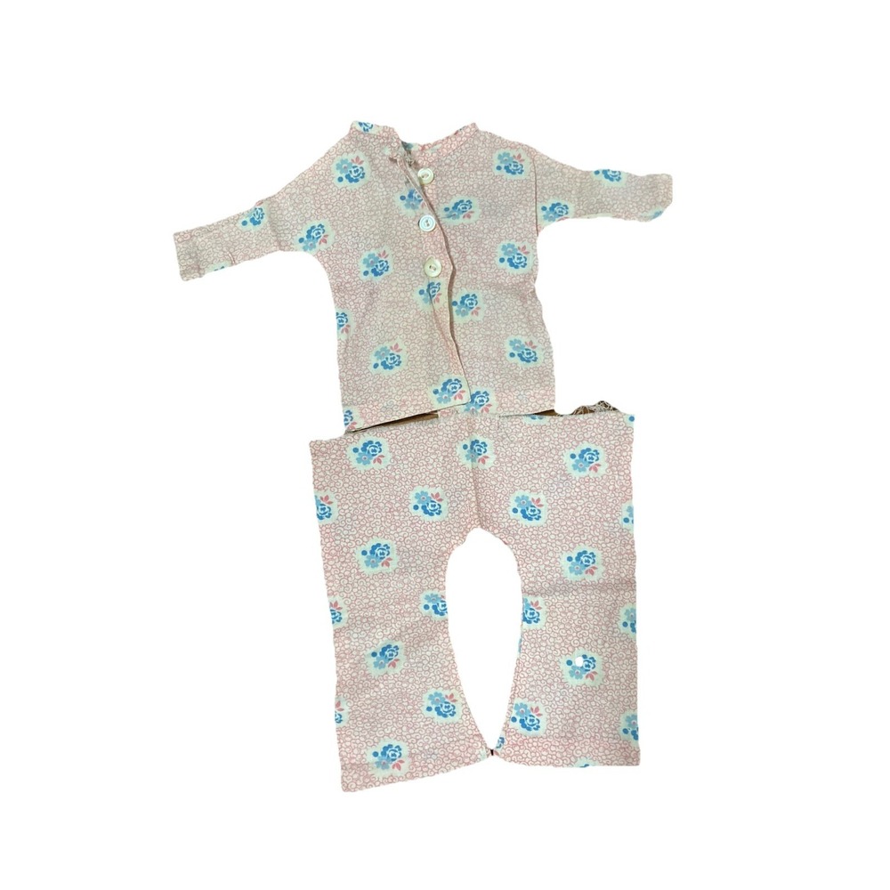 Antique‎ Pink Blue White Floral Cloth Top Pants Doll Clothing for Doll Single